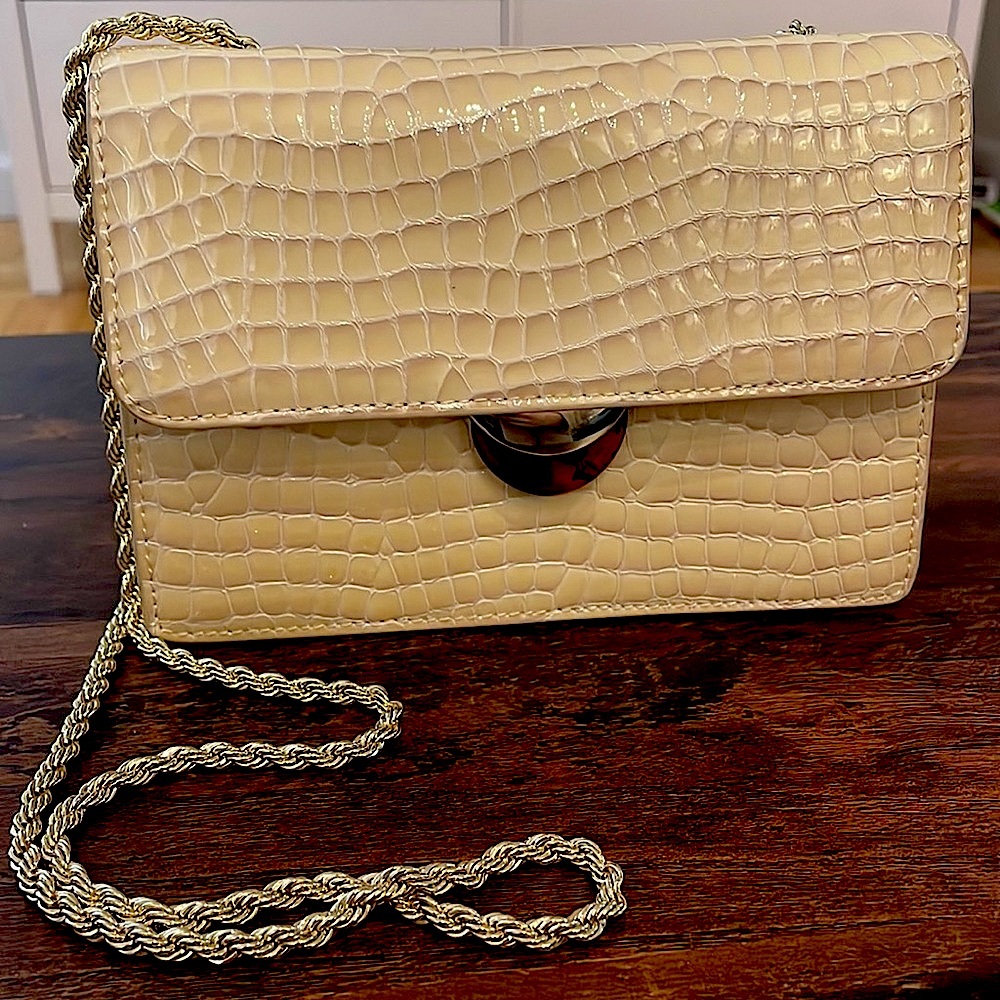 Loeffler Randall Cream Croc Embossed Bag